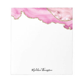 Fluwelen Roze Goud Agate Geode Script Typografie Notitieblok
