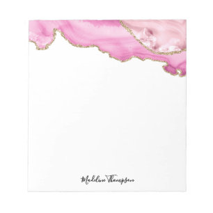 Fluwelen Roze Goud Agate Geode Script Typografie Notitieblok