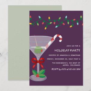Fluwelen Sparren Kerst Vakantie Cocktail Feest Kaart