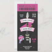 Fluwelen Thunder Rock ’n’ Roll Trouwticket Kaart (Voorkant)