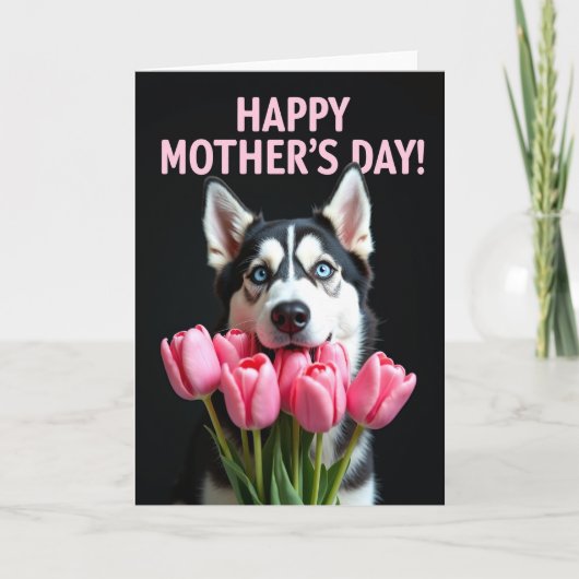 Fluwelen Tulp Hond Moederdag Kaart (Voorkant)