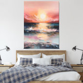 Fluwelen zonsondergang boven de zee canvas afdruk (Insitu (Slaapkamer))