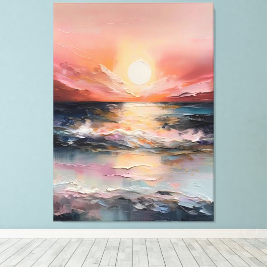 Fluwelen zonsondergang boven de zee canvas afdruk (Insitu (Houten vloer))