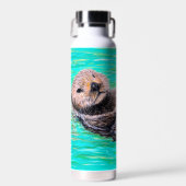 Fluwelige Zeeotter Schilderij Waterfles (Voorkant)