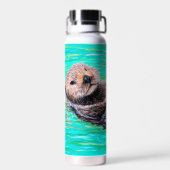 Fluwelige Zeeotter Schilderij Waterfles (Achterkant)