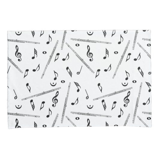Flux Music Note Pattern Kussensloop (Voorkant-Rechts)
