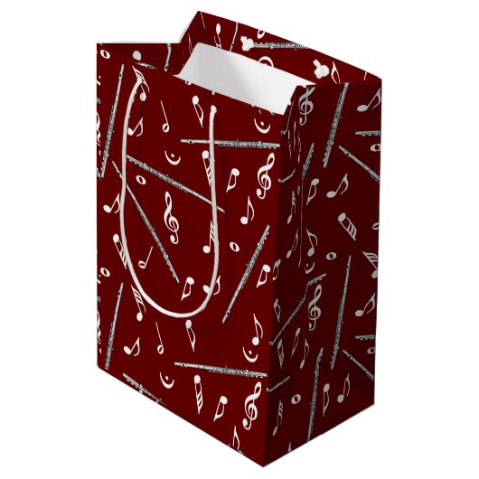 Flux Music Note Pattern Medium Cadeauzakje (Achterkant Gekanteld)