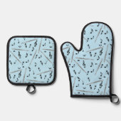 Flux Music Note Pattern Ovenwant & Pannenlap Set (Voorkant)
