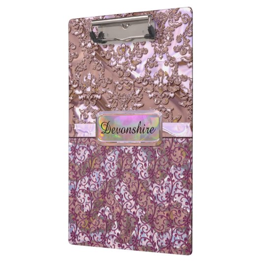 Flux Pink French Roos Elegant Monogram Klembord (Links)
