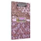 Flux Pink French Roos Elegant Monogram Klembord (Rechts)