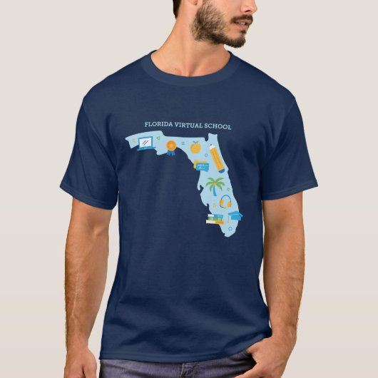 FLVS, Florida T-Shirt (marine) (Voorkant)