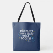 FLVS Het feest begint niet, marineblauw/wit Tote Bag (Voorkant)