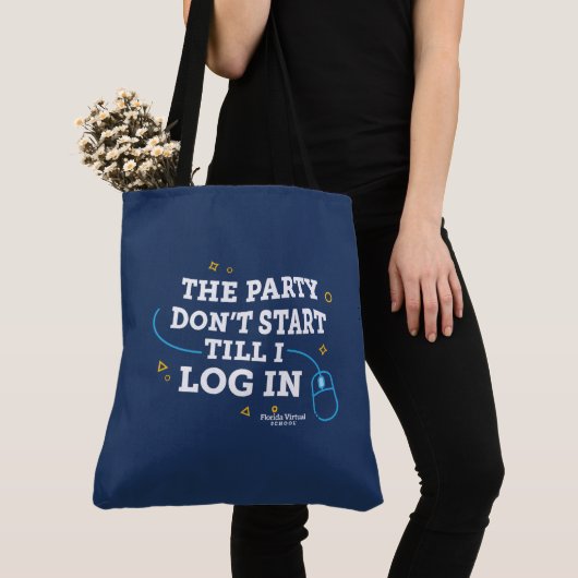 FLVS Het feest begint niet, marineblauw/wit Tote Bag (Dichtbij)