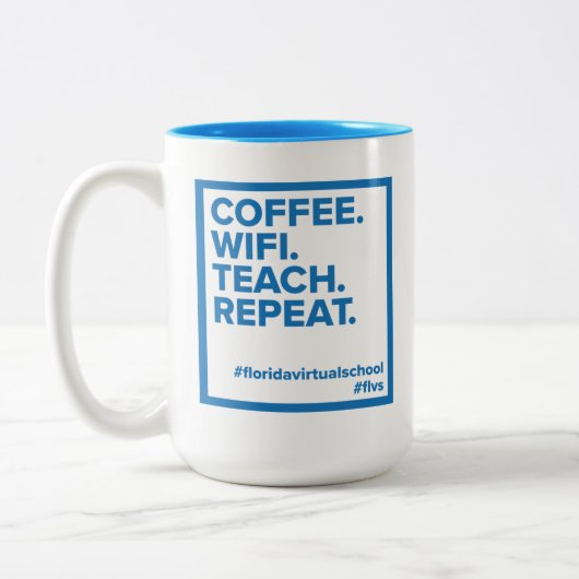 FLVS-koffie. WiFi. Teach. Herhaal. Mok (Blauwgroen (Links)
