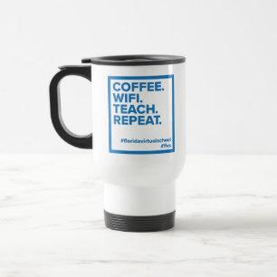 FLVS-koffie. WiFi. Teach. Herhaal., wit Reisbeker