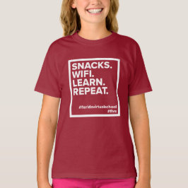 FLVS-snacks. WiFi. Leer. Herhaal. T-Shirt (Berry)