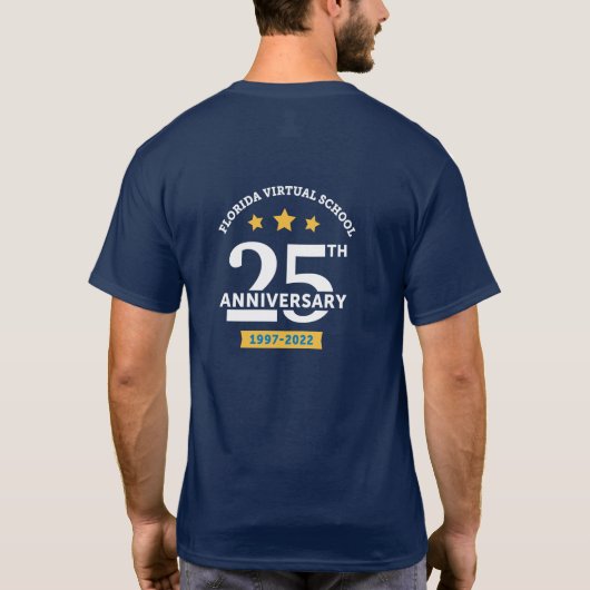 FLVS Superheld + 25e Jubileum, marine T-shirt (Achterkant)