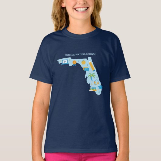 FLVS, Youth Florida T-Shirt (marine) (Voorkant)