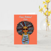 Fly African American Zuster Happy Birthday Kaart (Gele Bloem)