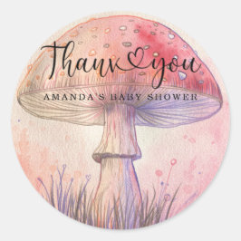 Fly agaric babyshower bedankt ronde sticker