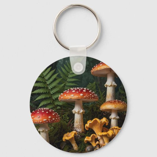 Fly Agaric Mushrooms Forest Botanical Sleutelhanger (Voorkant)