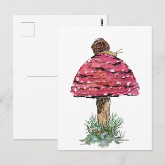 Fly Agaric Toadstool en Slak Briefkaart (Voorkant / Achterkant)