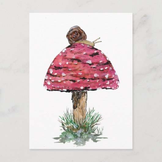Fly Agaric Toadstool en Slak Briefkaart (Voorkant)