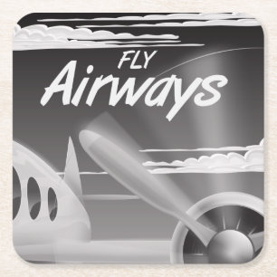 Fly Airways vintage reisposter. Kartonnen Onderzetters