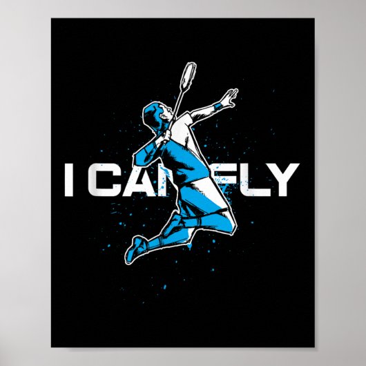 Fly Badminton Player Shuttle Trainer Racket Sports Poster (Voorkant)