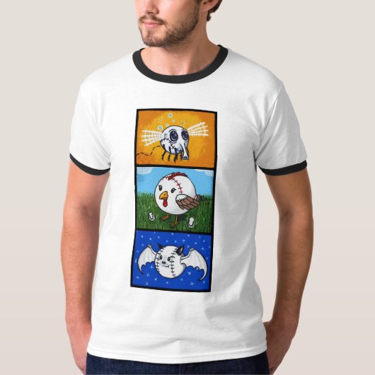Fly Ball, Fowl Ball, Baseball Bat T-shirt (Voorkant)