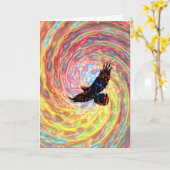 Fly Bird digitale kunst verjaardag Kaart (Gele Bloem)