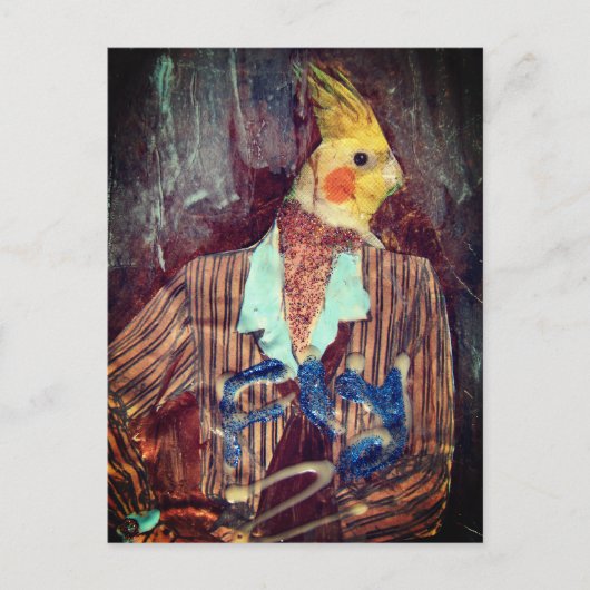 Fly Bird Mixed Media Briefkaart (Voorkant)