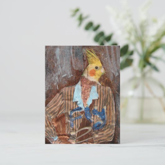 Fly Bird Mixed Media Briefkaart (Staand voorkant)