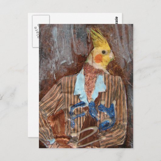 Fly Bird Mixed Media Briefkaart (Voorkant / Achterkant)