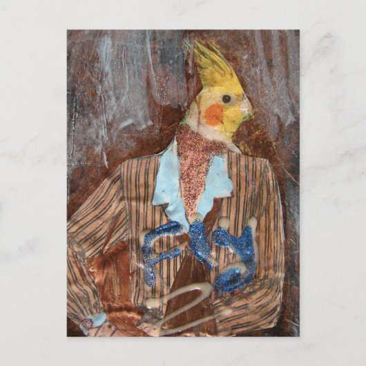 Fly Bird Mixed Media Briefkaart (Voorkant)