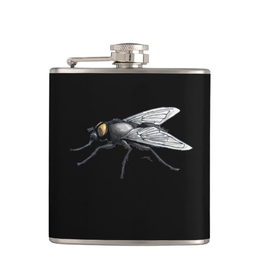 Fly Buddy reus vlieg zwart gewikkeld kolf Heupfles (Voorkant)