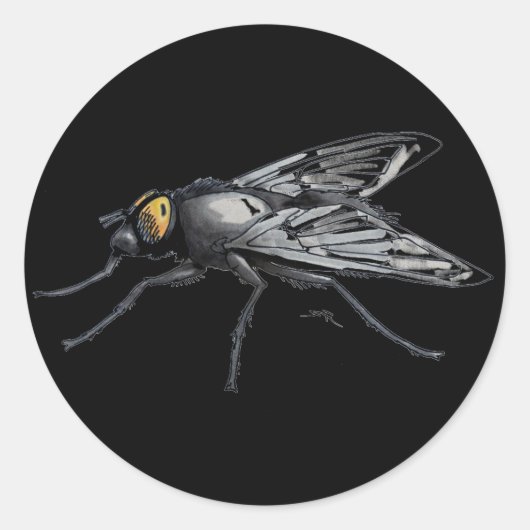 Fly Buddy zwart grote ronde stickers (Voorkant)