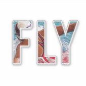 "FLY" Butterfly Stroke Swim Design Sticker (Voorkant)