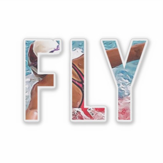 "FLY" Butterfly Stroke Swim Design Sticker (Voorkant)