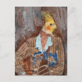 Fly Cockatiel Bird Mixed Media Briefkaart (Voorkant)