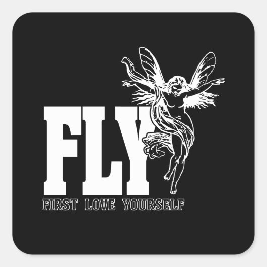 FLY - Eerste liefde voor jezelf Vierkante Sticker (Voorkant)