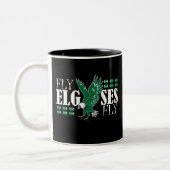 Fly Elgses Fly Funny Spelling Meme Tweekleurige Koffiemok (Links)