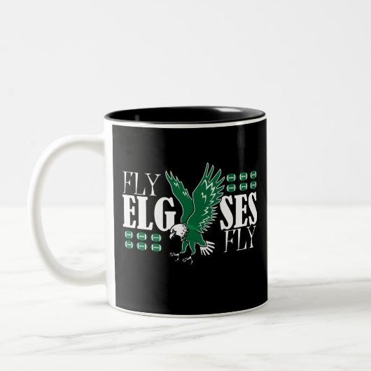 Fly Elgses Fly Funny Spelling Meme Tweekleurige Koffiemok (Links)