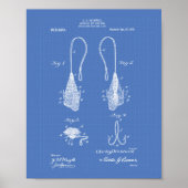 Fly Fish Hook 1909 Patent Art Blueprint Poster (Voorkant)