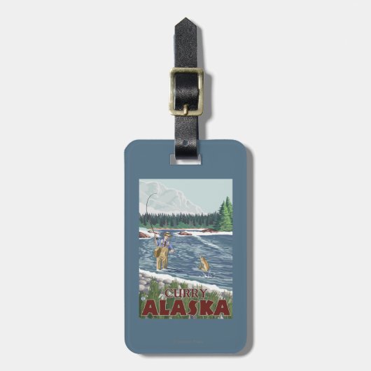 Fly Fisherman - Curry, Alaska Bagagelabel (Voorkant verticaal)
