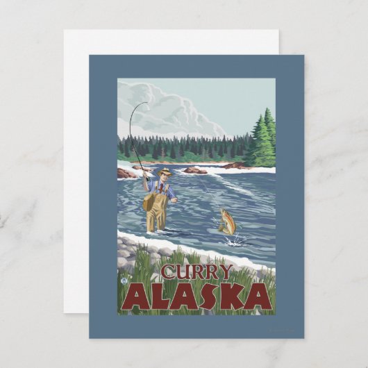 Fly Fisherman - Curry, Alaska Briefkaart (Voorkant / Achterkant)