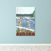 Fly Fisherman - Curry, Alaska Canvas Afdruk (Insitu (Houten vloer))