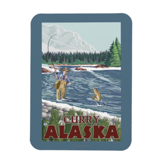 Fly Fisherman - Curry, Alaska Magneet (Verticaal)