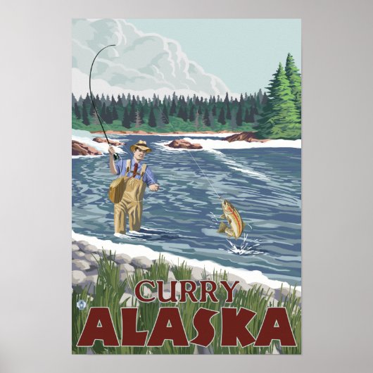 Fly Fisherman - Curry, Alaska Poster (Voorkant)