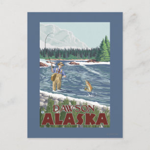 Fly Fisherman - Dawson, Alaska Briefkaart